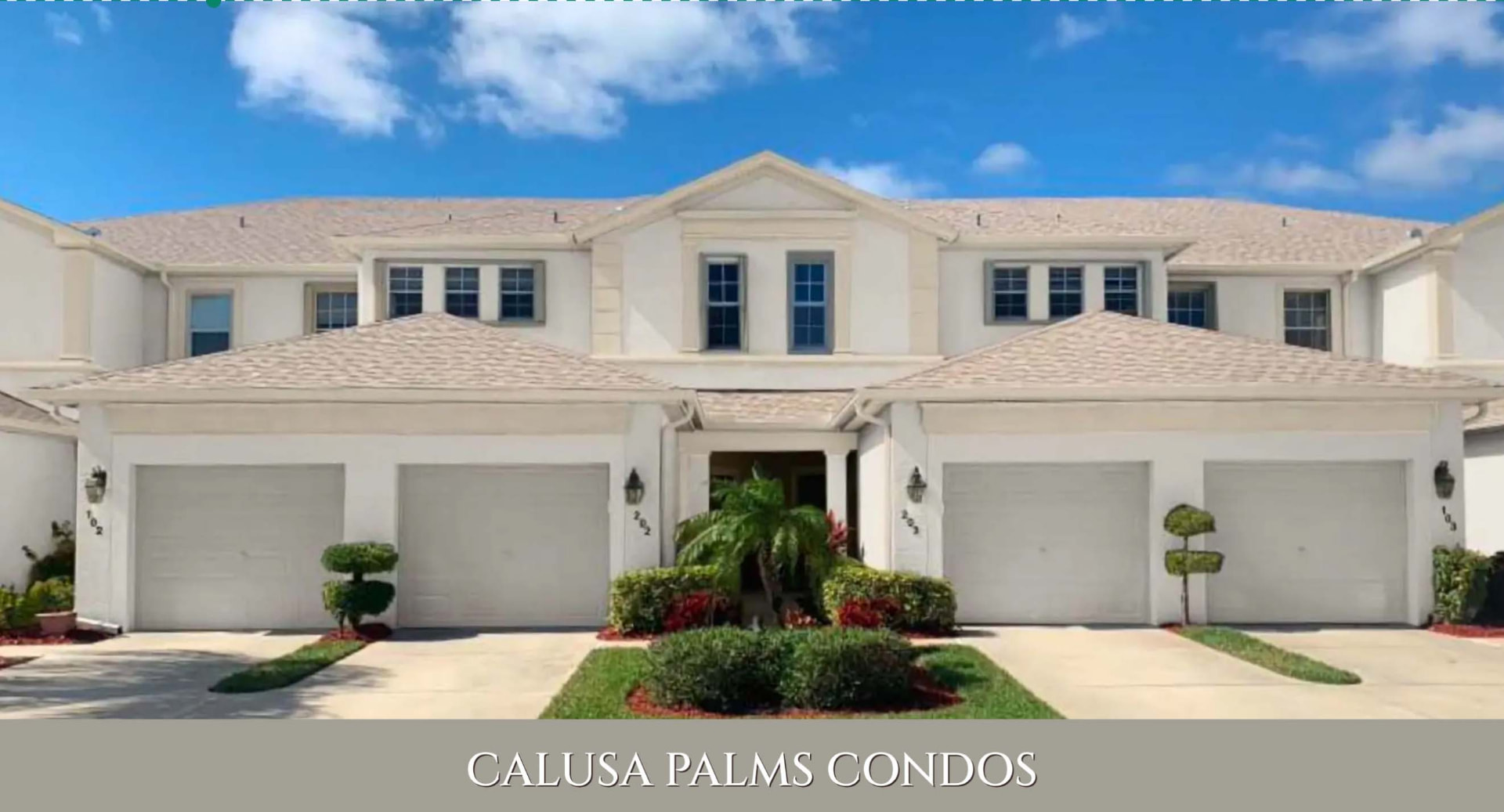 A Calusa Palms condominium building painted in the newly approved colour scheme